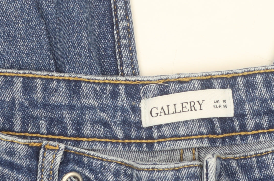 Gallery Women's Blue Wide-Leg Relaxed Fit Jeans Size 18