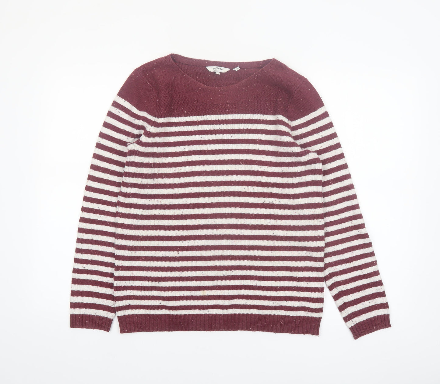 FatFace Womens Red Striped Cotton Acrylic Pullover Jumper Size 12