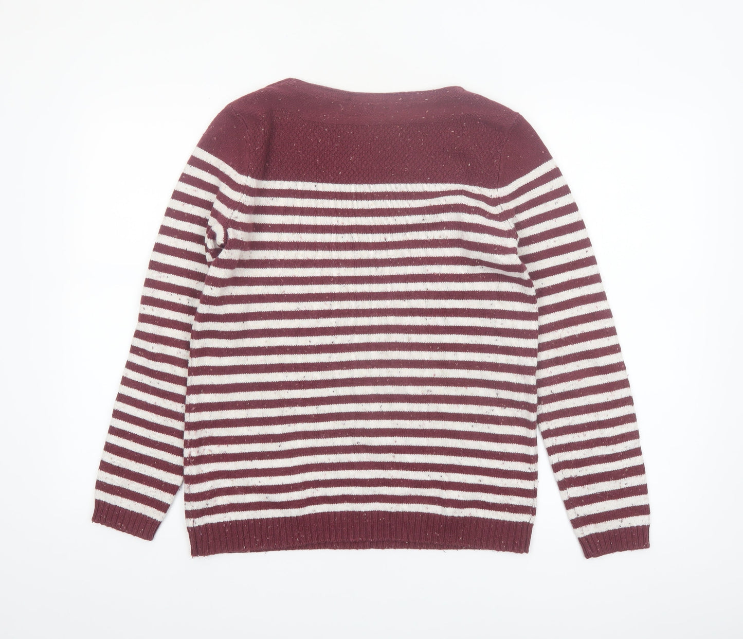 FatFace Womens Red Striped Cotton Acrylic Pullover Jumper Size 12