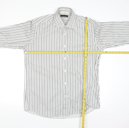 Jack & Jones Men’s White Striped Regular Fit Long Sleeve Cotton Shirt XL