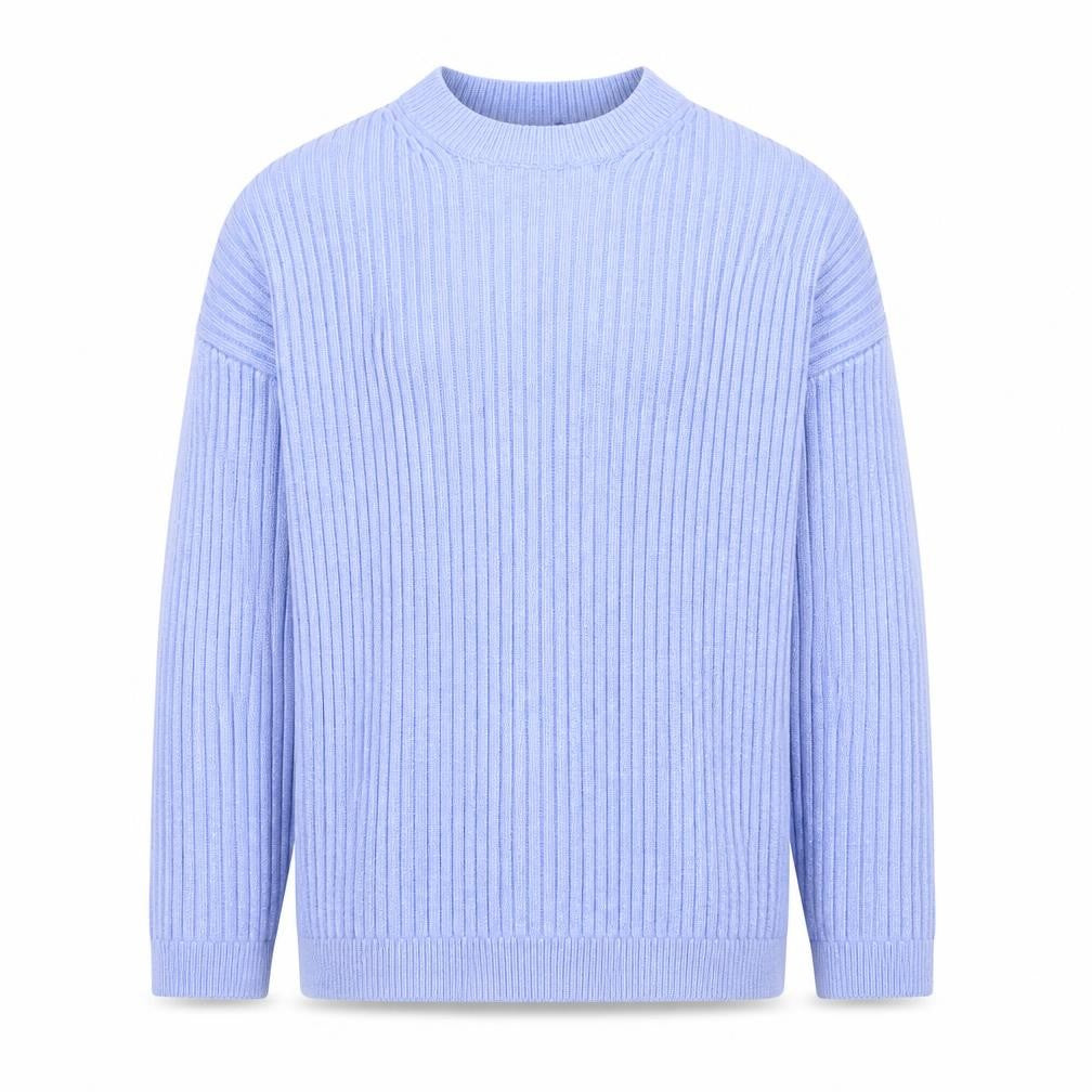 Marks & Spencer Men's Blue Ribbed Knit Crew Neck Jumper L