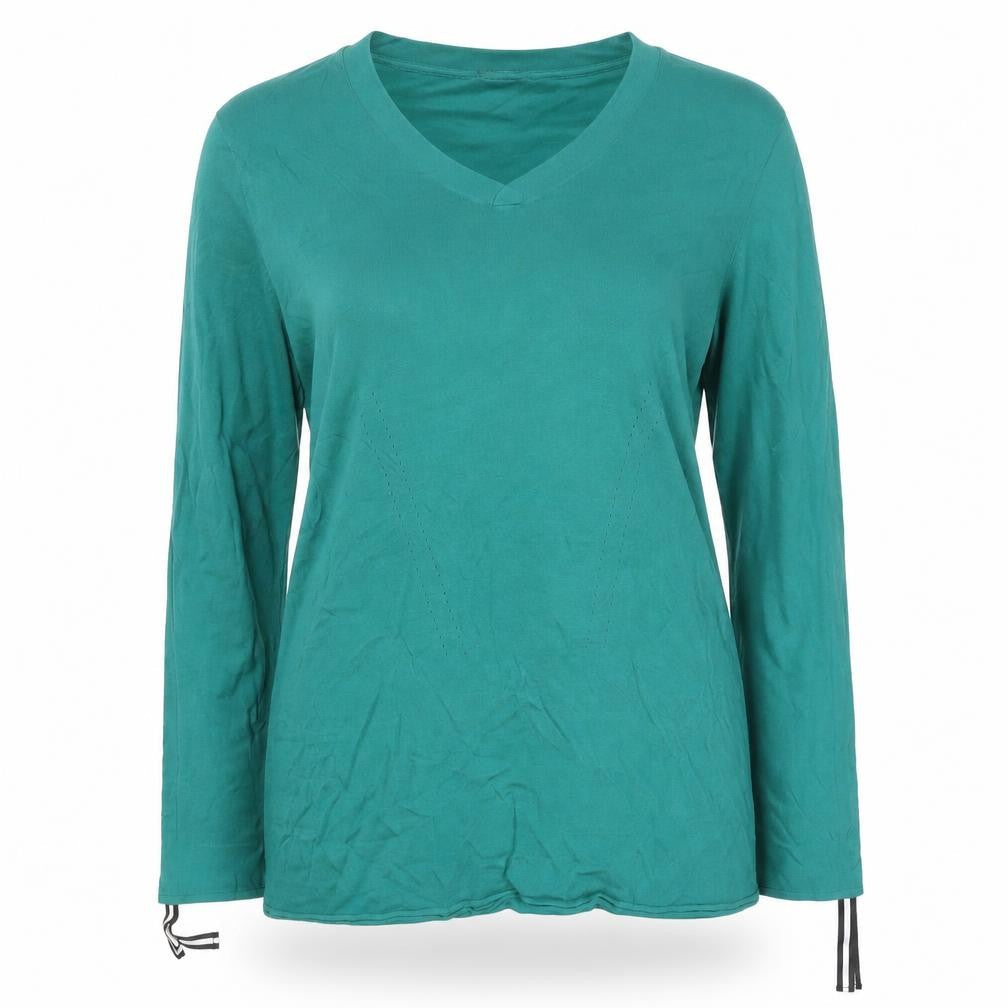 Diana Gallesi Women's Green V-Neck Knit Pullover Jumper XL