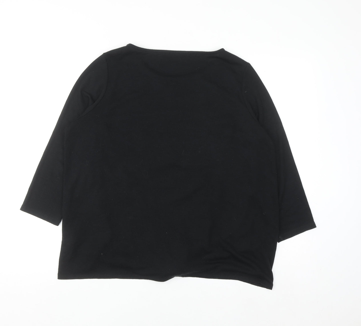 Marks and Spencer Women's Black 3/4 Sleeve Tie Front Pullover Jumper Size 16