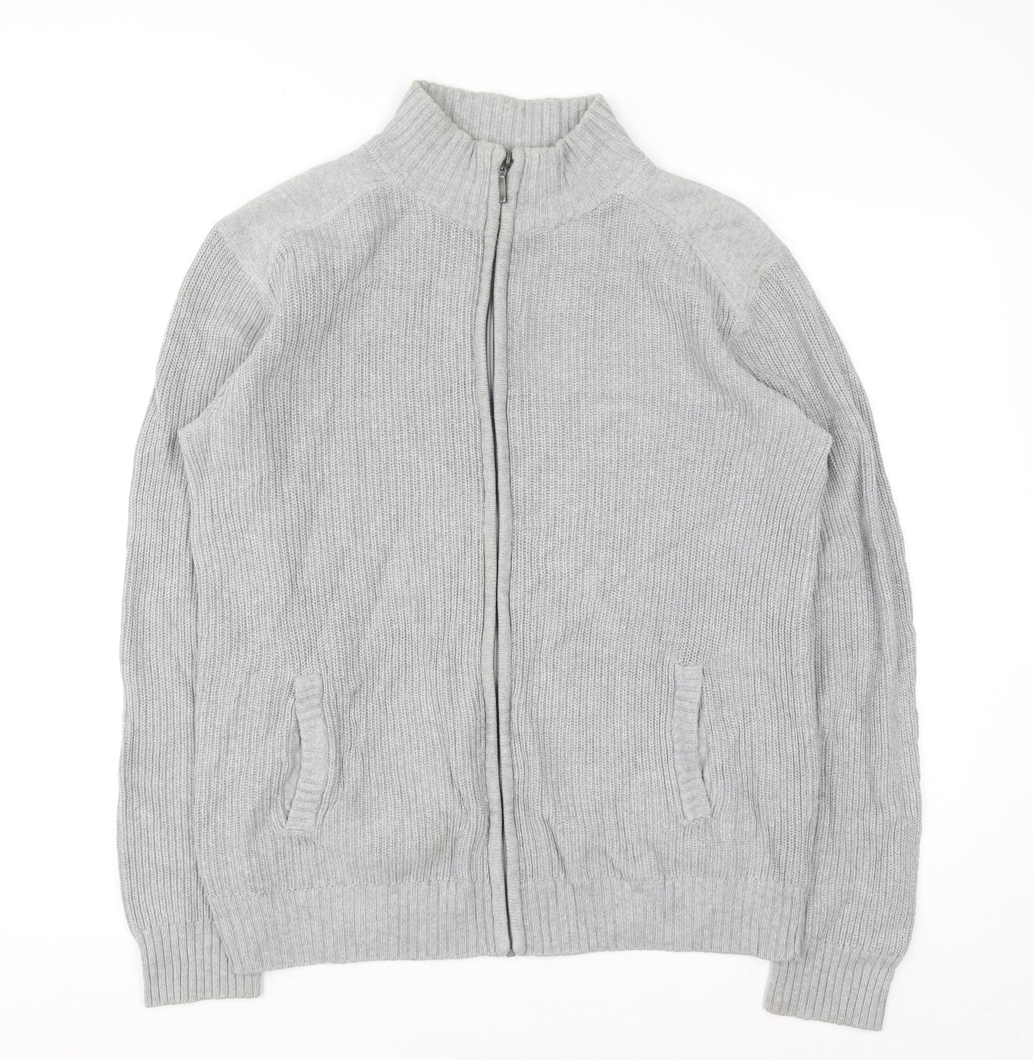 Cedar Wood State Men’s Grey Full Zip Cotton Jumper M