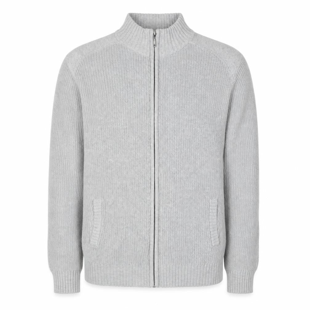 Cedar Wood State Men’s Grey Full Zip Cotton Jumper M