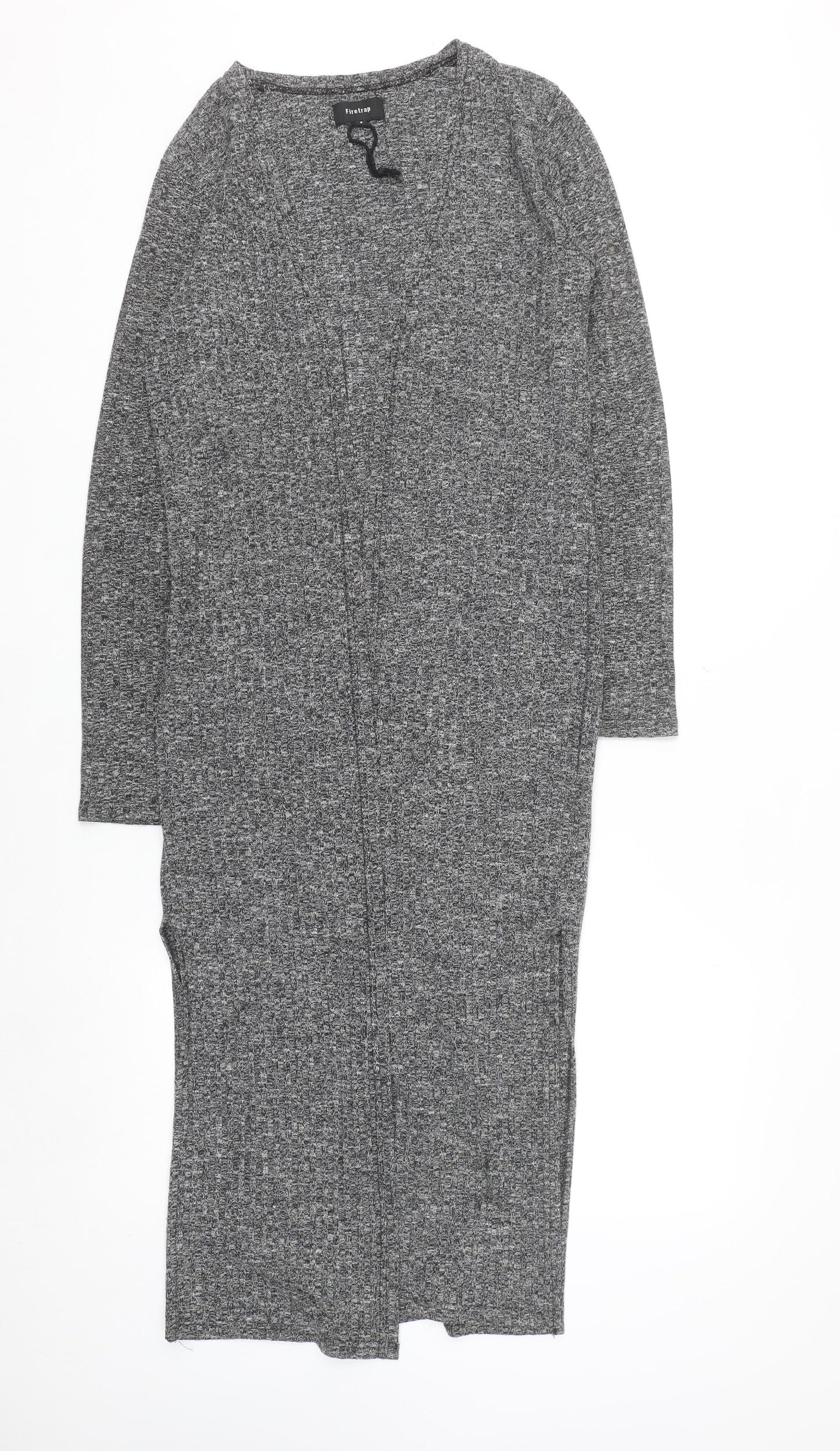 Firetrap Womens Grey Longline Open Knit Cardigan Size 8