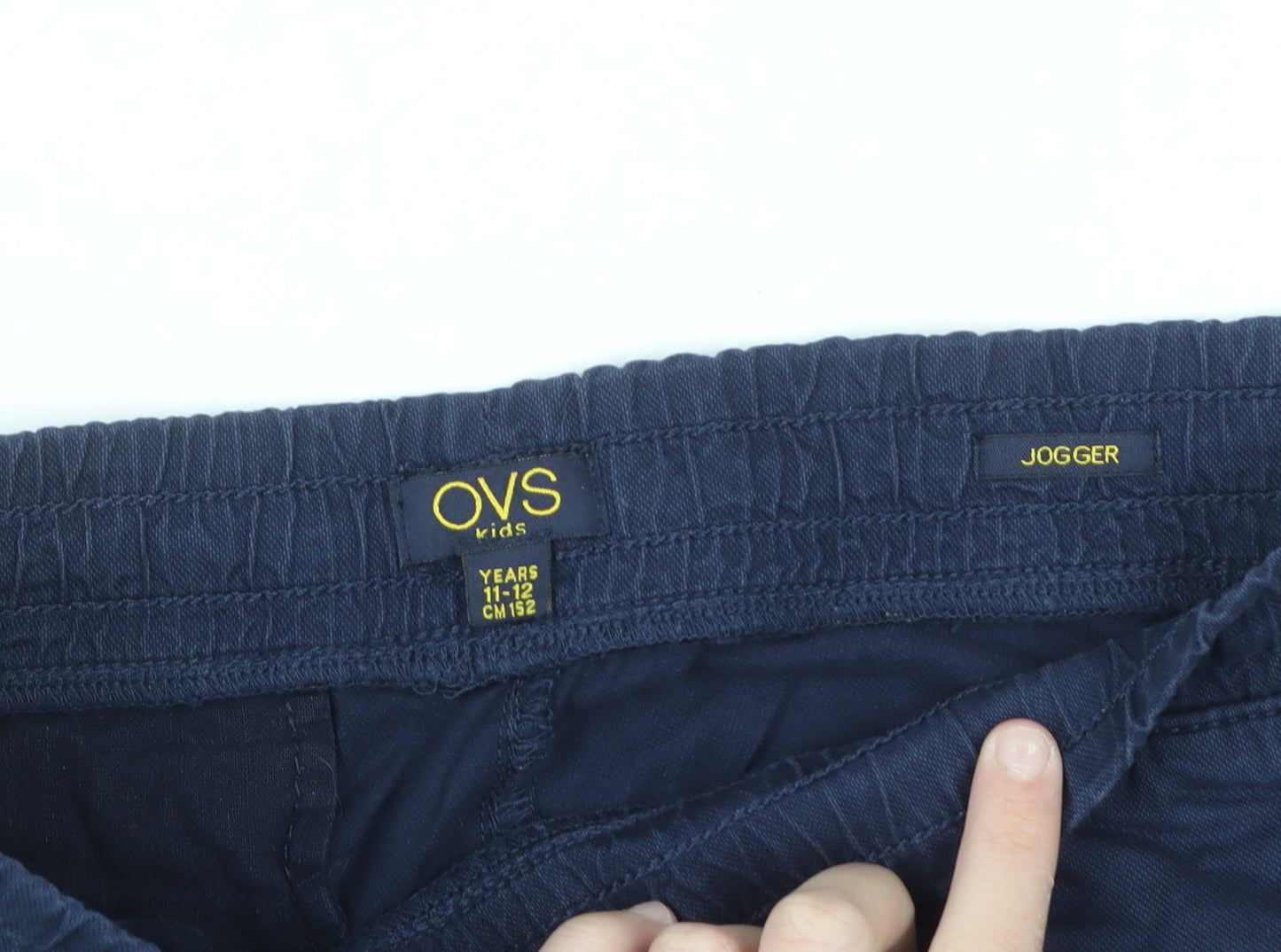 OVS Boys Blue Cotton Jogger Trousers 11-12 Years Elastic Waist Casual