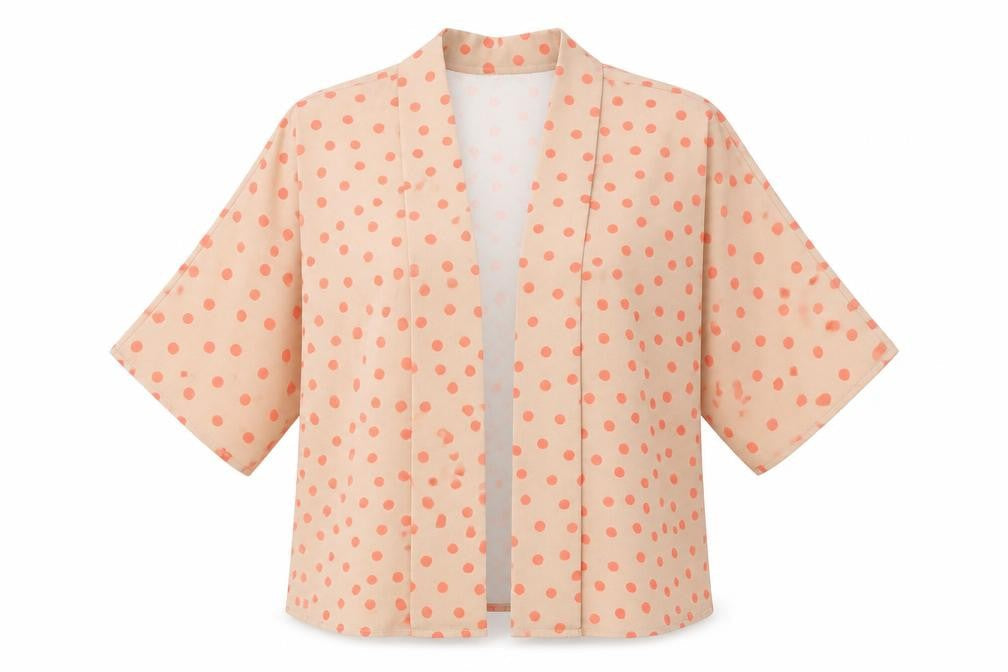 Gallery Women Beige Polka Dot Kimono Blouse Size 12