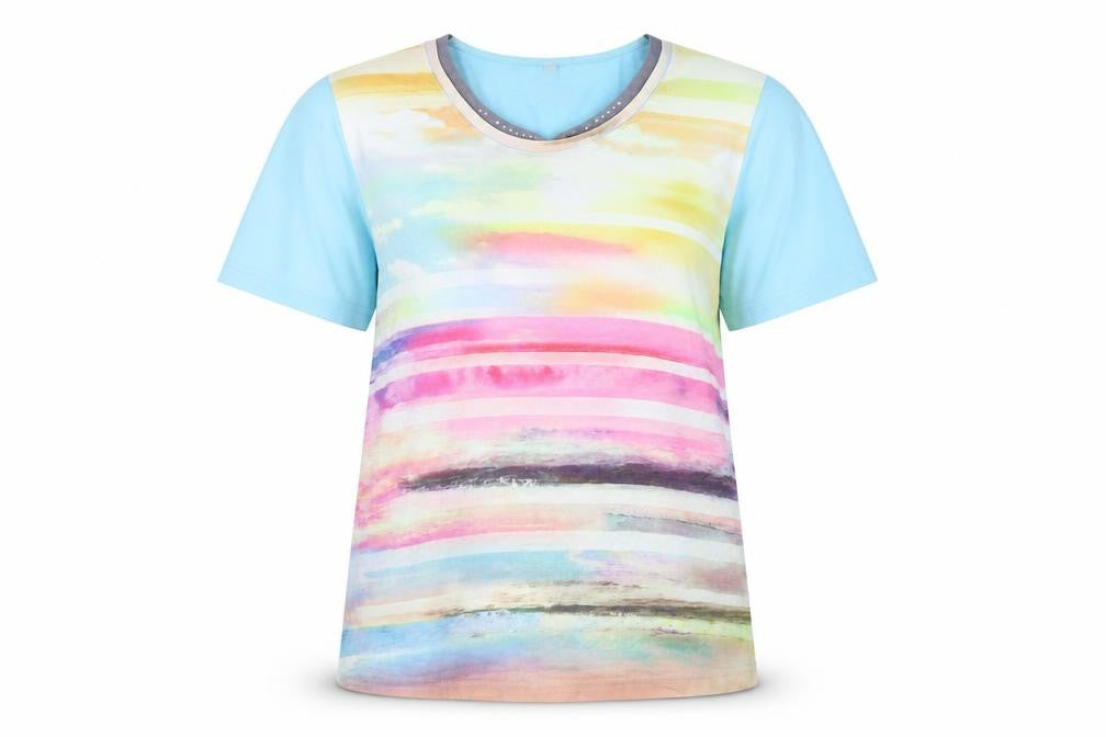 Rabe Womens Multicoloured Short Sleeve Stretch T-Shirt Size 20