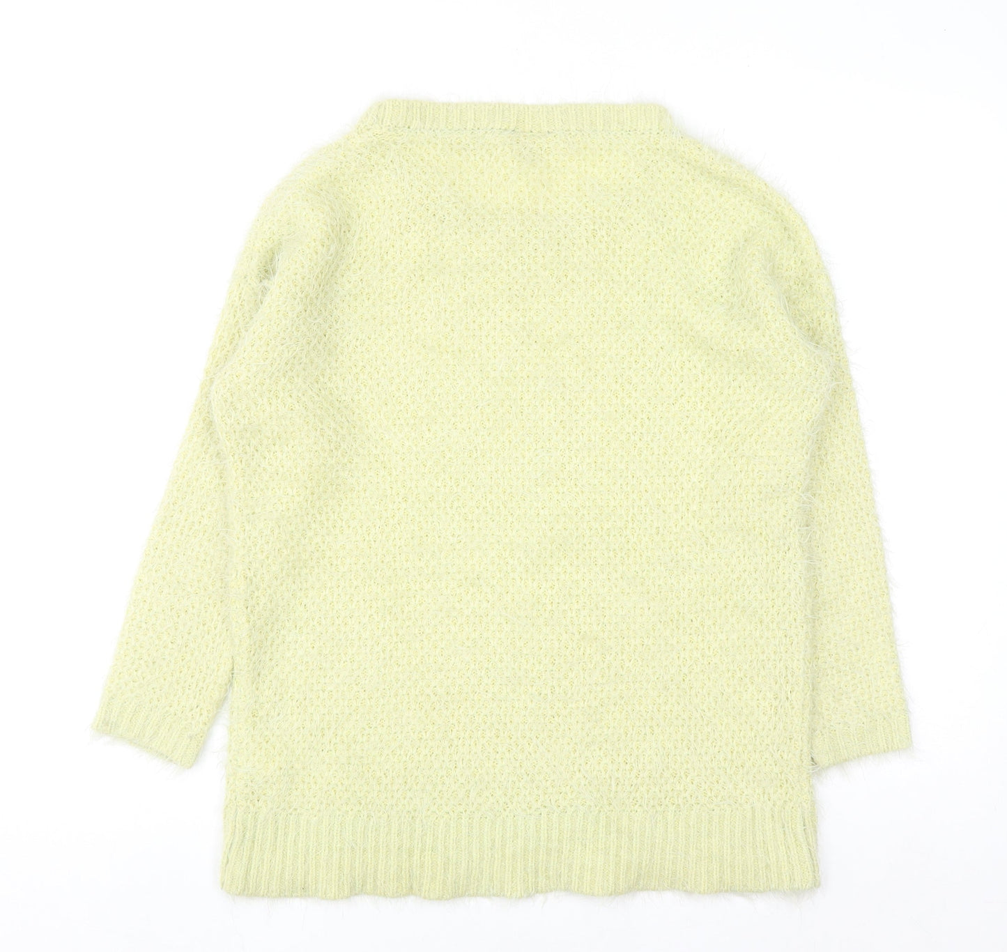 Warehouse Women Yellow Open-Knit Long Sleeve Pullover Jumper Size 10