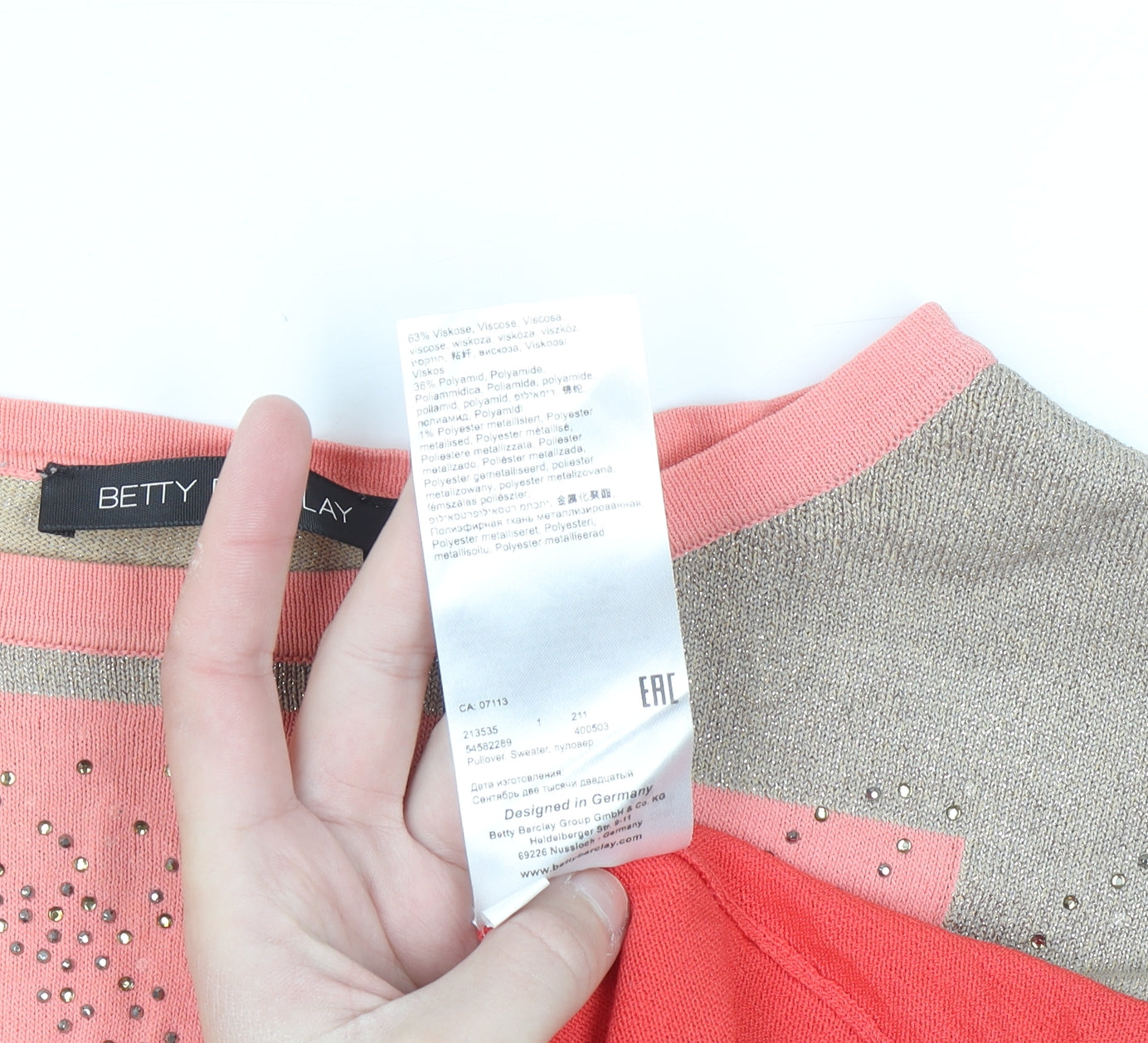Betty Barclay Women’s Multicoloured Relaxed Pullover Jumper Size 16