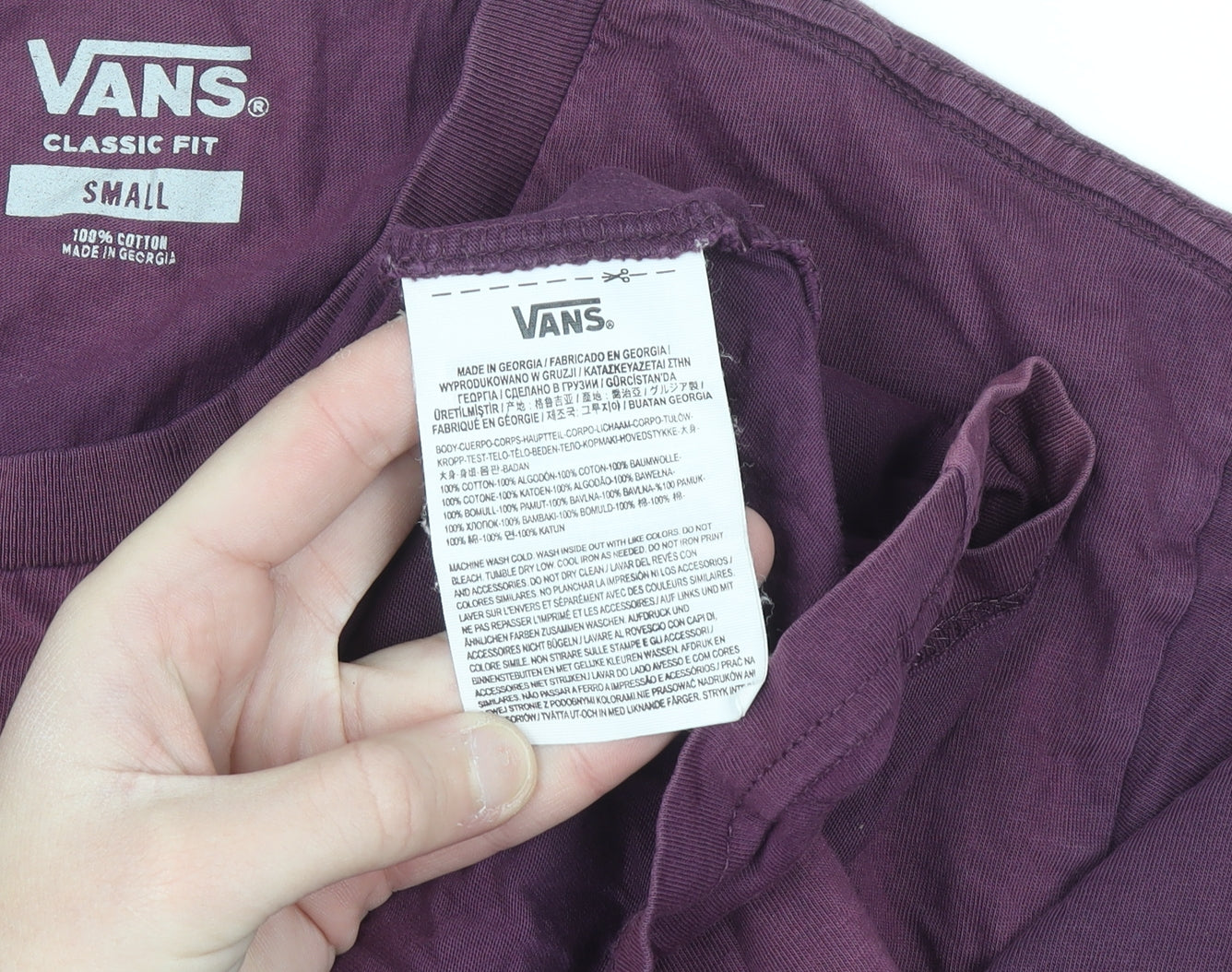 Vans Women's Purple Classic Fit Cotton T-Shirt Small