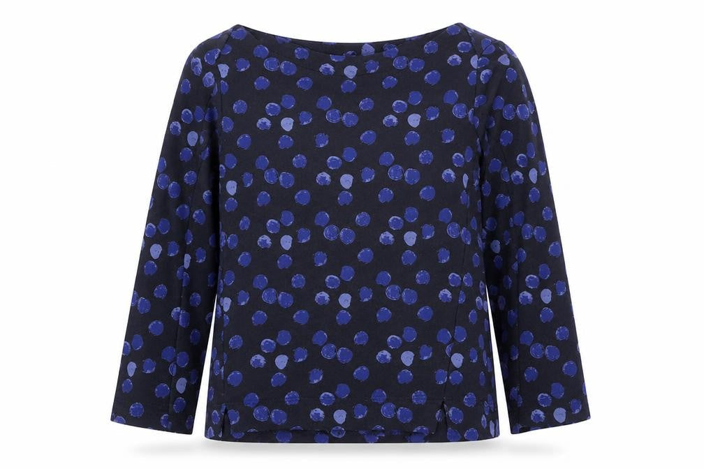 Thought Women Blue Polka Dot Long Sleeve Pullover Sweatshirt Size 14