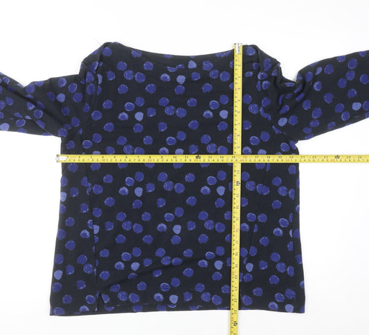 Thought Women Blue Polka Dot Long Sleeve Pullover Sweatshirt Size 14