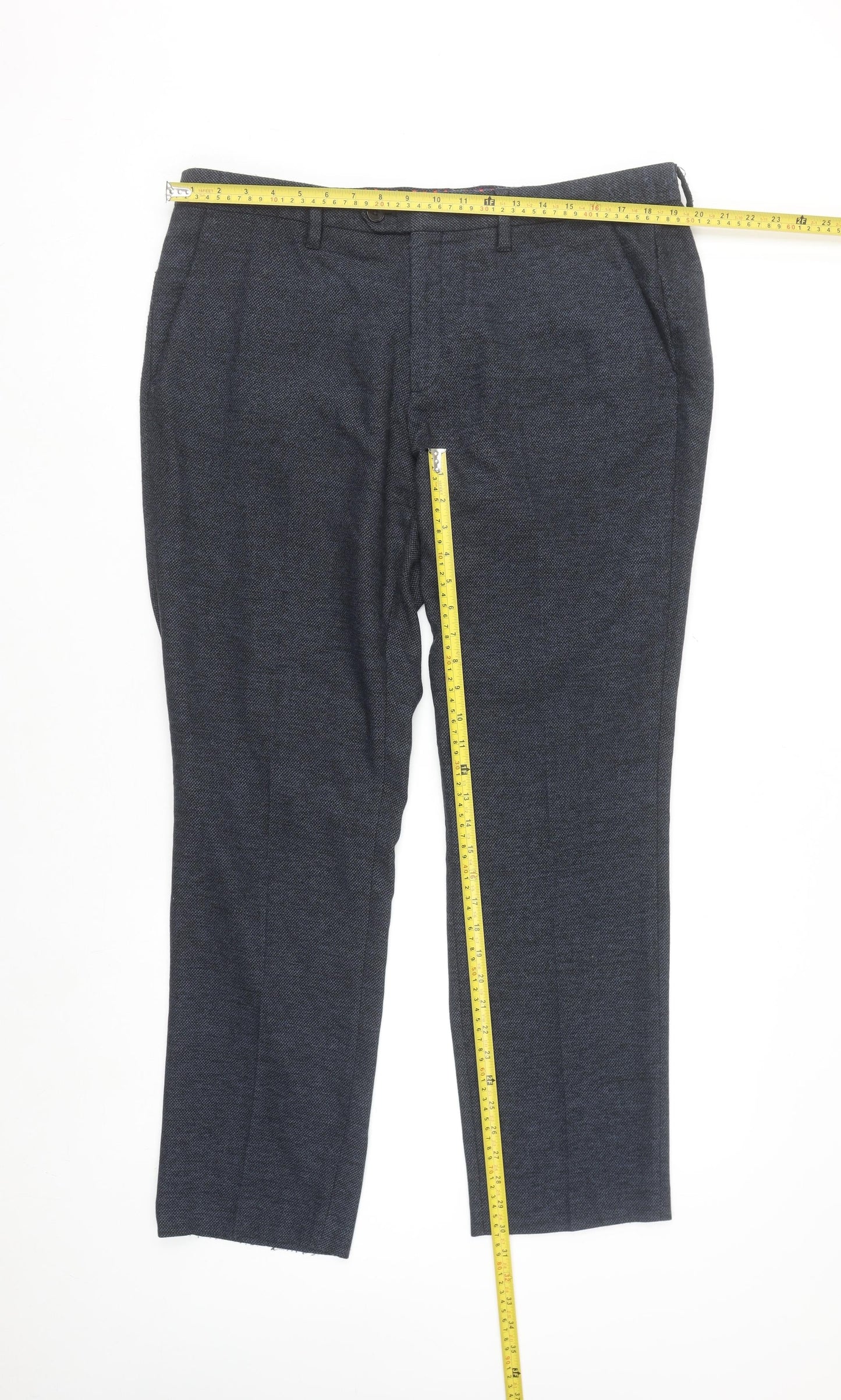 Ted Baker Men's Blue Wool Blend Dress Trousers 38R
