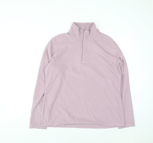 Mountain Warehouse Women Pink Fleece Pullover Sweatshirt L 1/2 Zip