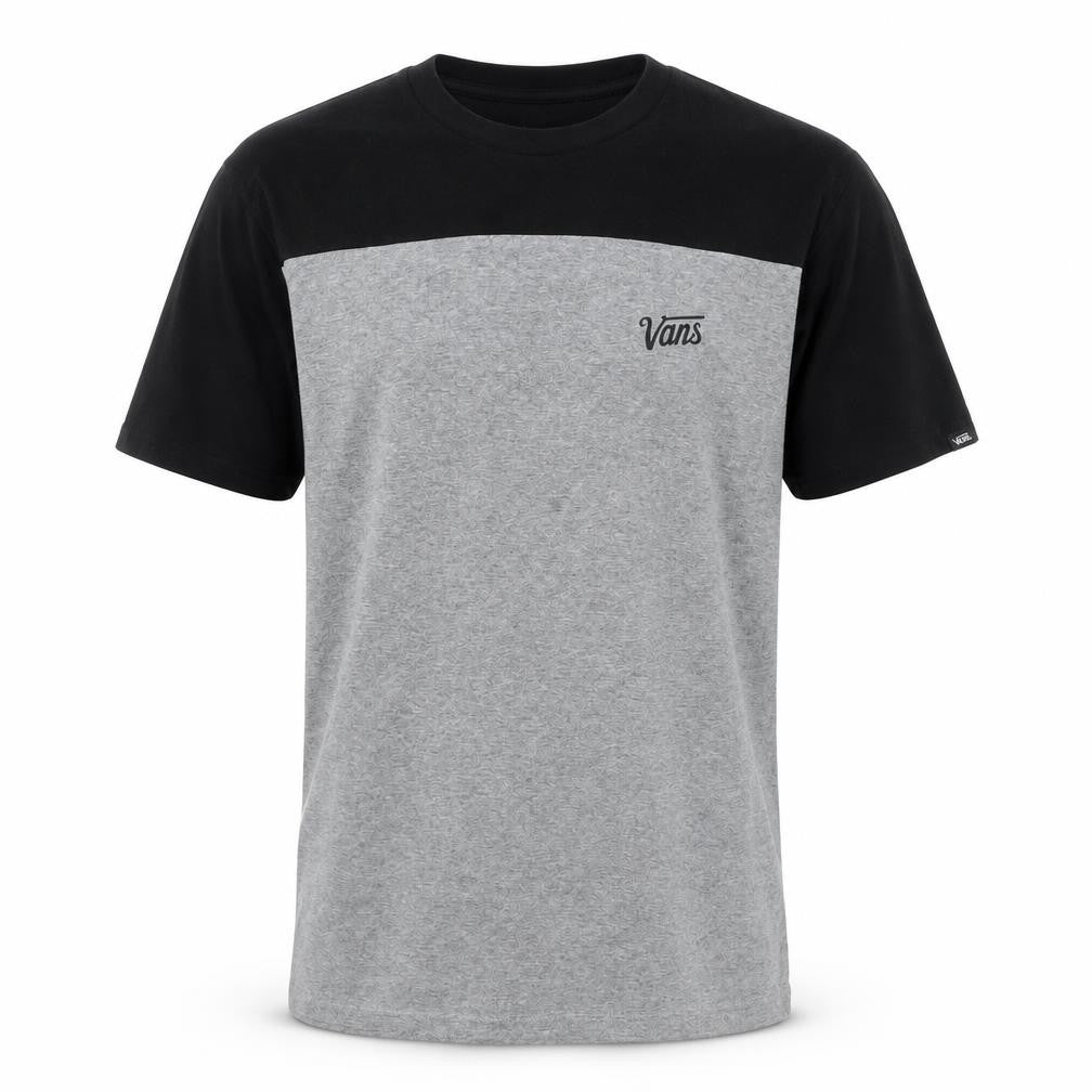 Vans Men's Grey Black Colourblock Crew Neck Short Sleeve T-Shirt Small