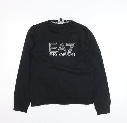Emporio Armani EA7 Black Cotton Teens Sweatshirt Size 14A Regular Fit