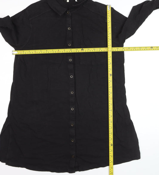 FatFace Women’s Black Long Sleeve Cotton Button-Up Shirt L
