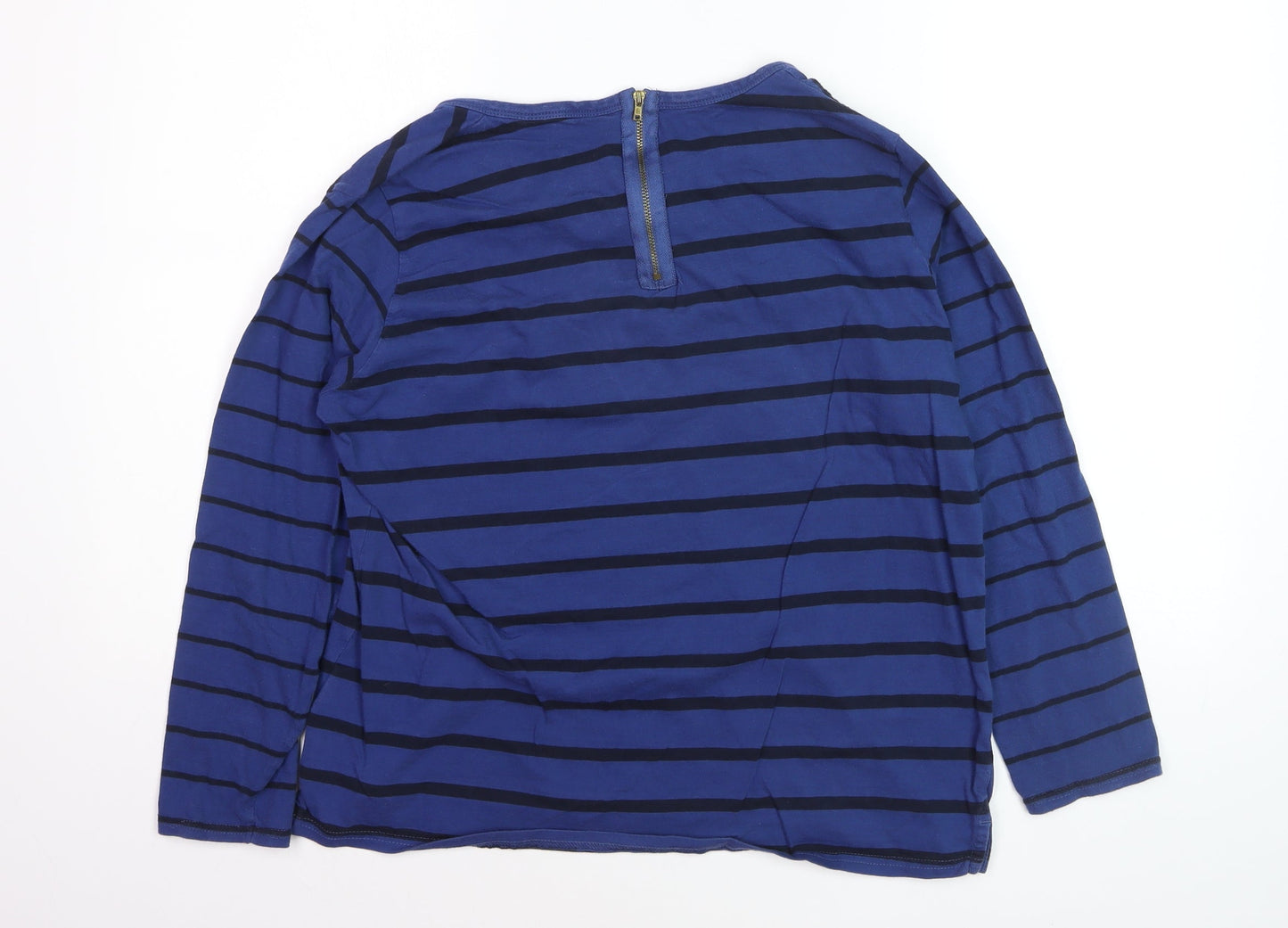 Isle Essentials Women's Blue Striped 3/4 Sleeve Cotton T-Shirt Size L