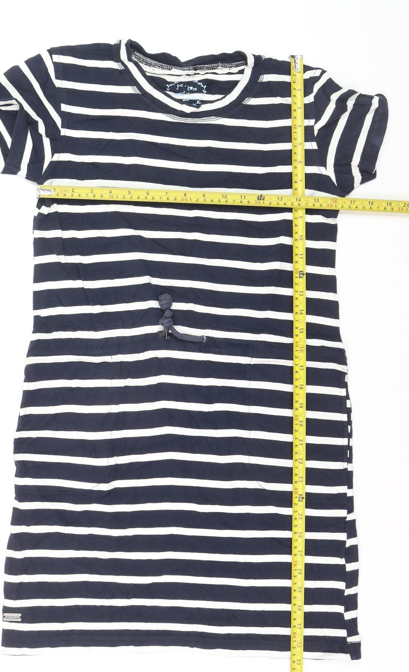 Regatta Women Blue Striped Cotton T-Shirt Dress Size 10 Casual Summer