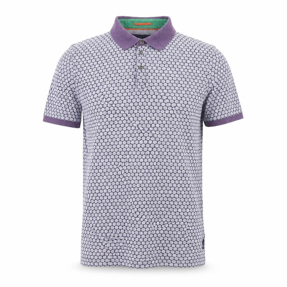 Ted Baker Men’s Purple Geometric Cotton Polo Shirt Size S