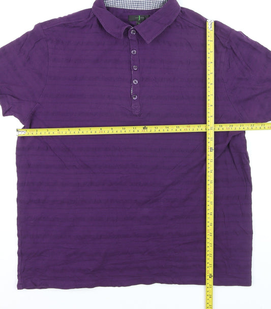 Jasper Conran Men's Purple Cotton Polo Shirt XL Classic Fit