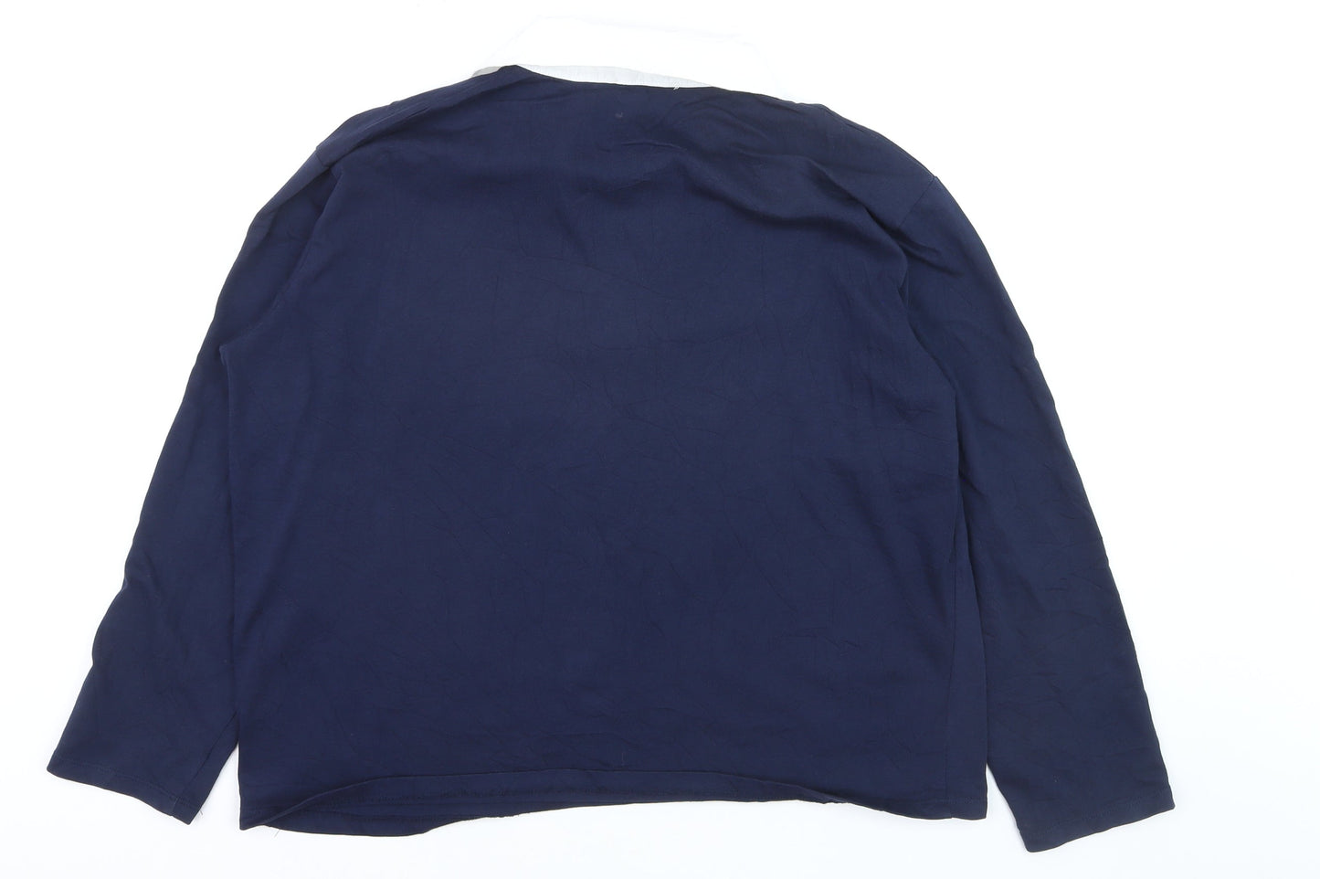 Stradivarius Men's Navy Polo Long Sleeve Classic Fit Size M