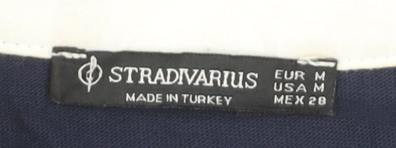 Stradivarius Men's Navy Polo Long Sleeve Classic Fit Size M