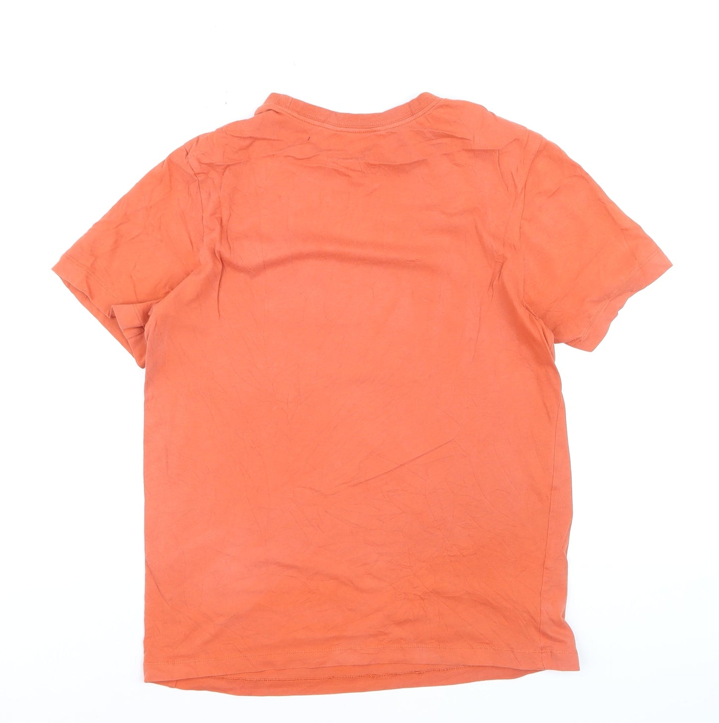 Nike Boys Orange Graphic Print T-Shirt Size S Casual Short Sleeve