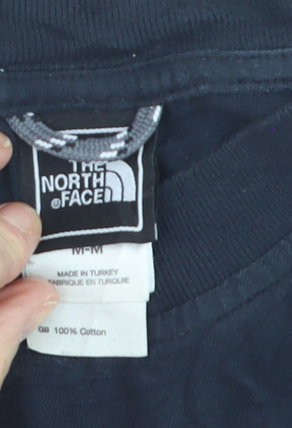 The North Face Men's Blue Long Sleeve Cotton Crew Neck Top M