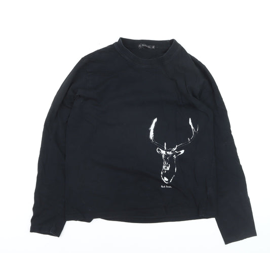 Paul Smith Boys Black XL Long Sleeve Deer Graphic Cotton T-Shirt