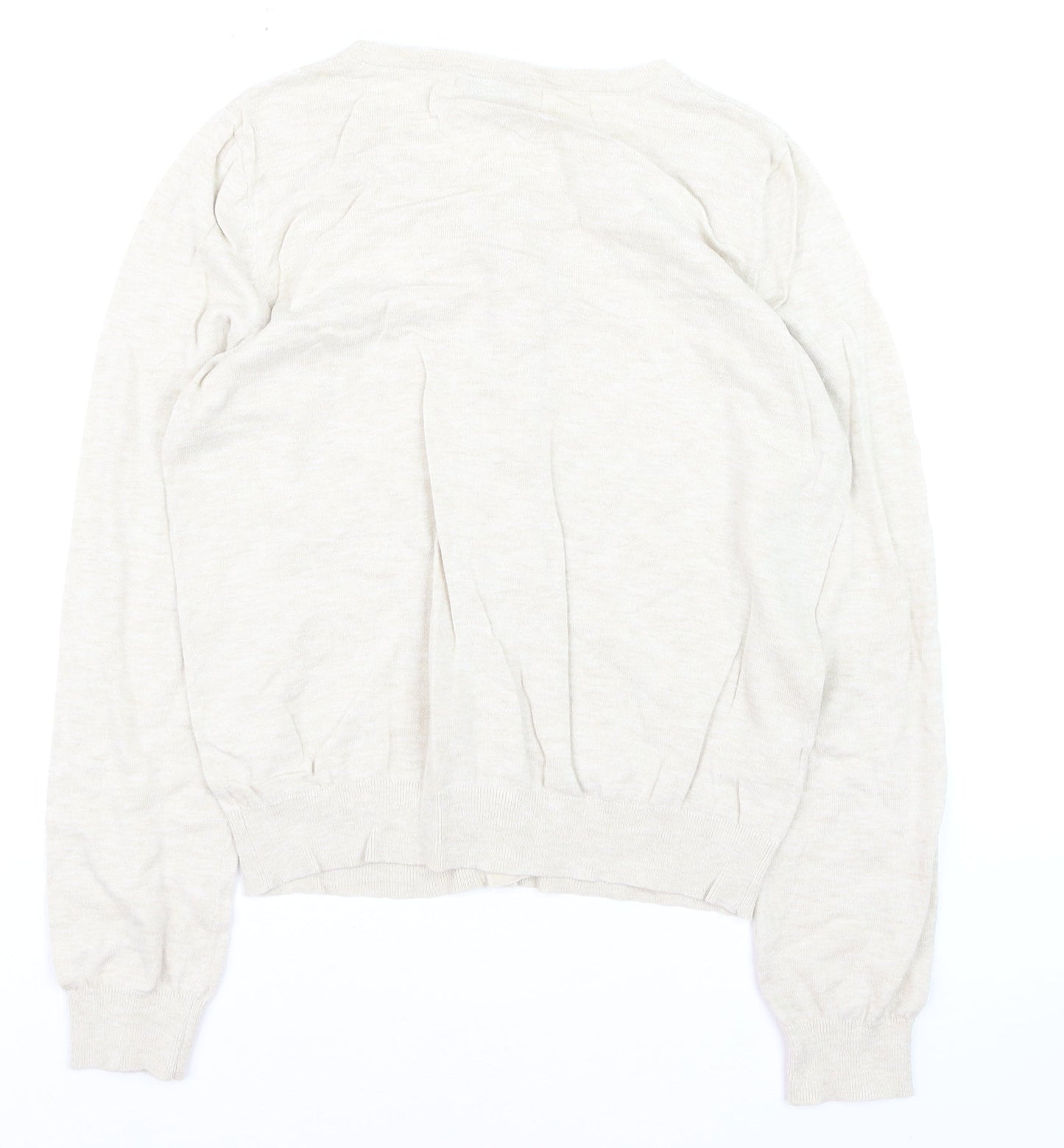 Next Women Beige Crew Neck Button Cardigan Size 12