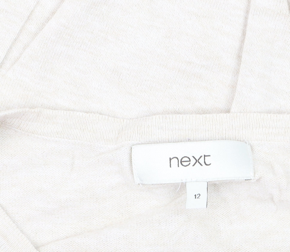 Next Women Beige Crew Neck Button Cardigan Size 12