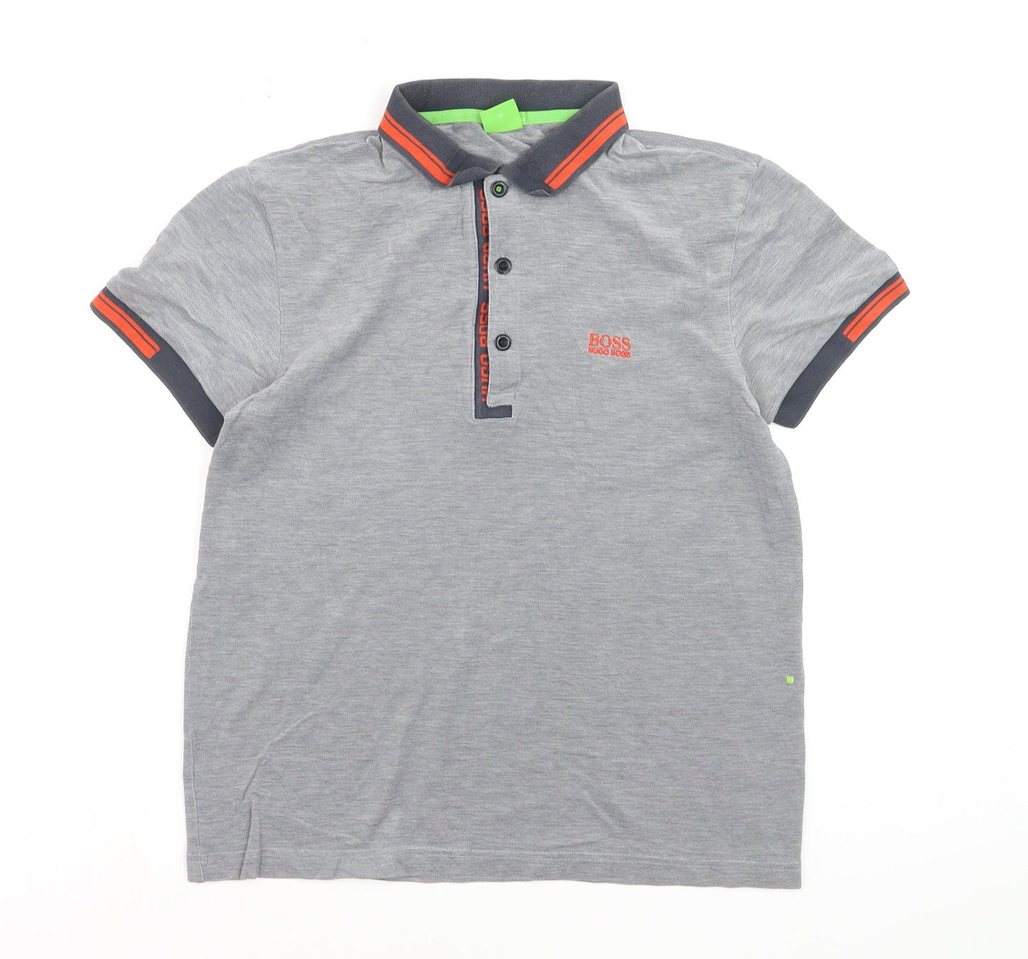 BOSS Boys Grey Slim Fit Cotton Polo Shirt M Short Sleeve