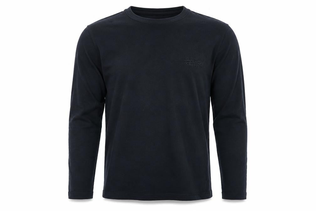 Superdry Men's Black Long Sleeve Organic Cotton Crew Neck Top Size M
