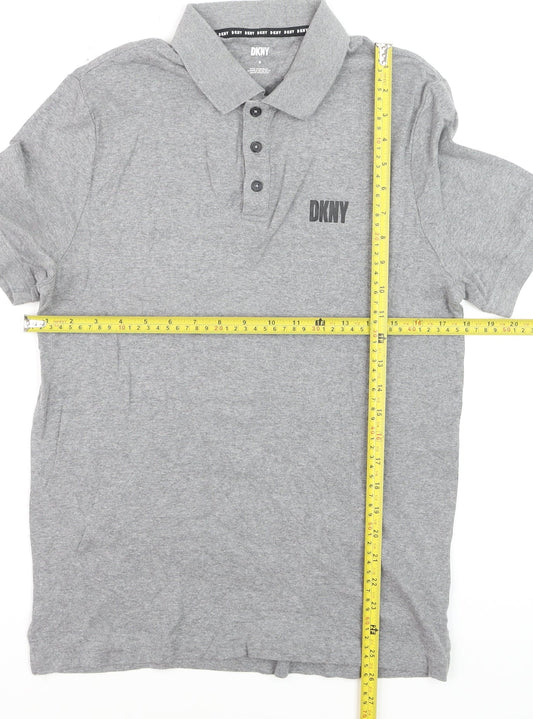 DKNY Boys Grey Polo Shirt Small Short Sleeve Cotton Casual Top