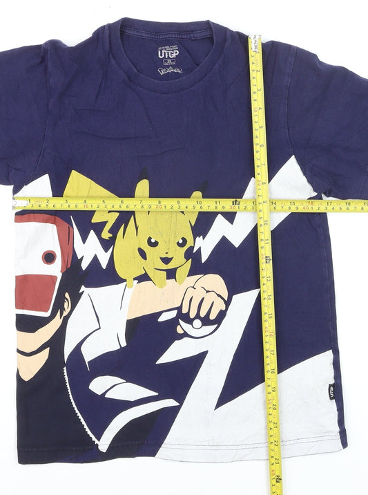 UTGP Pokémon Boys Navy Blue XS Graphic Print T-Shirt Pikachu Design