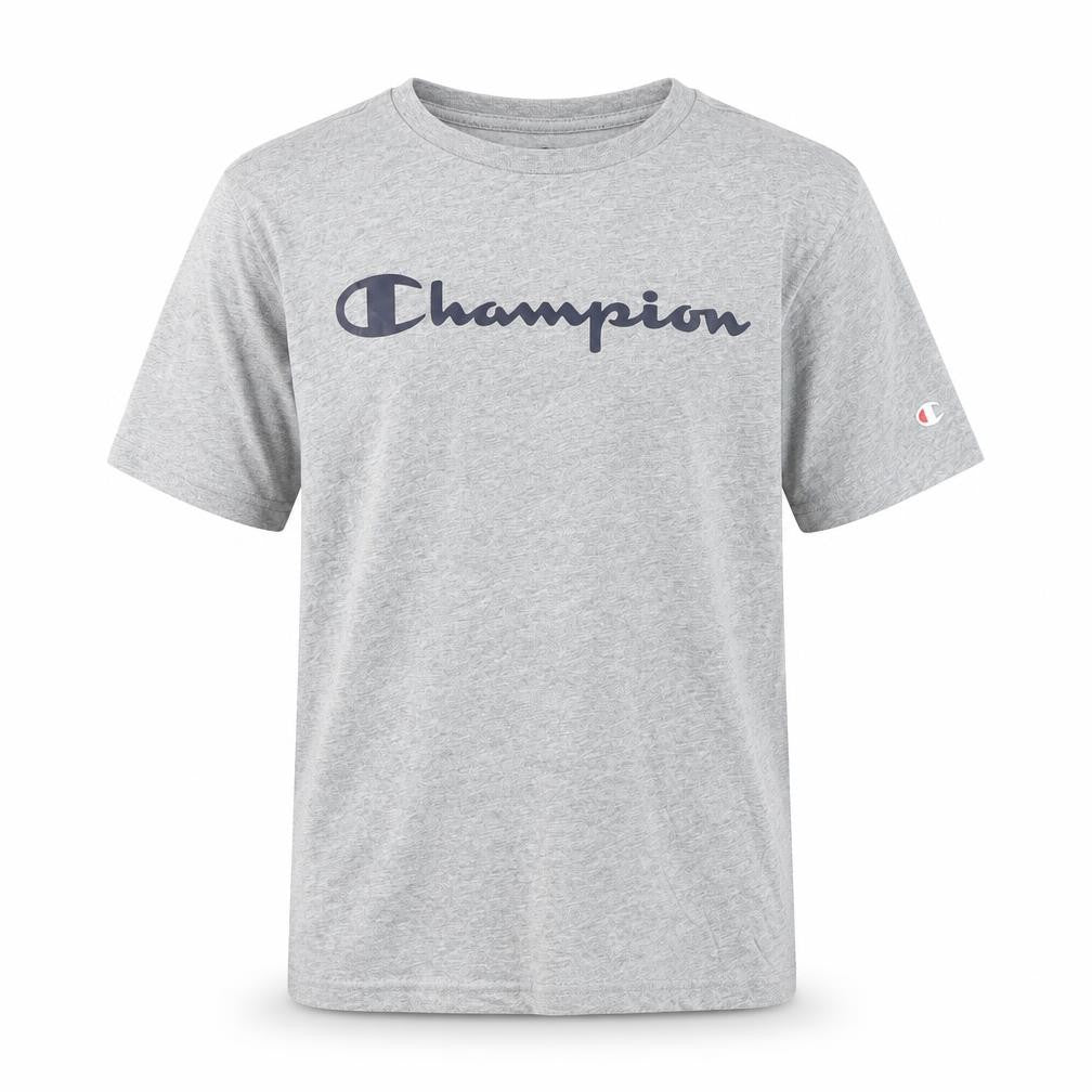 Champion Boys Grey XL 13-14 Years Short Sleeve Cotton Graphic T-Shirt