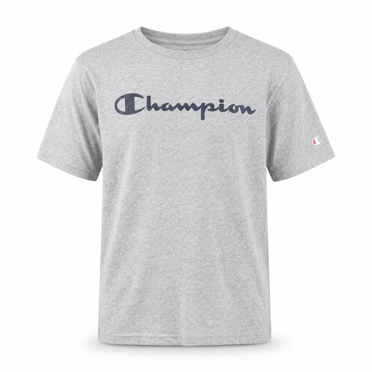 Champion Boys Grey XL 13-14 Years Short Sleeve Cotton Graphic T-Shirt