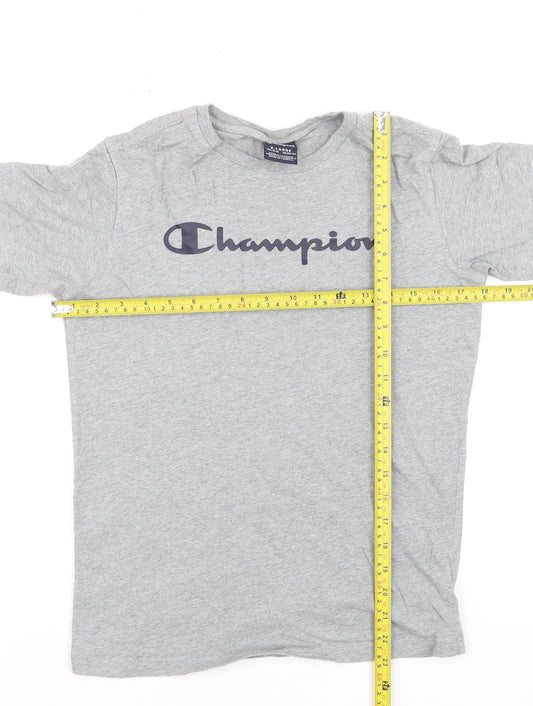 Champion Boys Grey XL 13-14 Years Short Sleeve Cotton Graphic T-Shirt