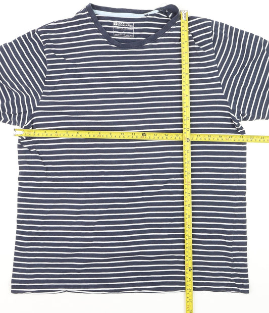 Mountain Warehouse Men's Blue Striped Cotton Crew Neck T-Shirt L
