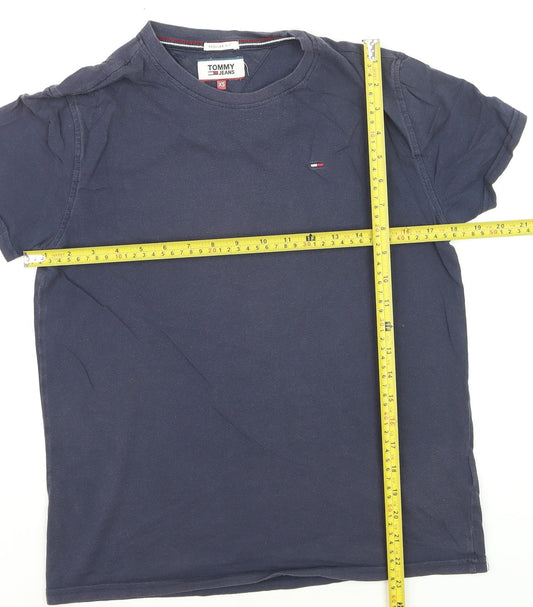 Tommy Jeans Men Blue XS Regular Fit Cotton Crew Neck T-Shirt