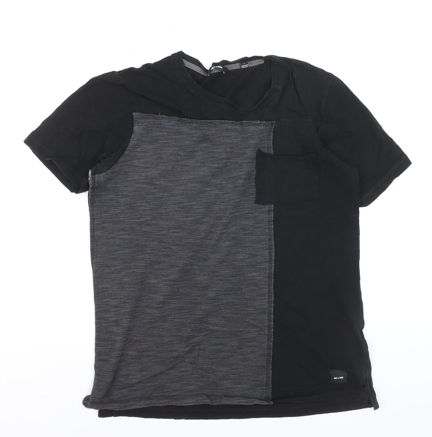 ONLY & SONS Men's Black Colourblock Slim Fit T-Shirt L