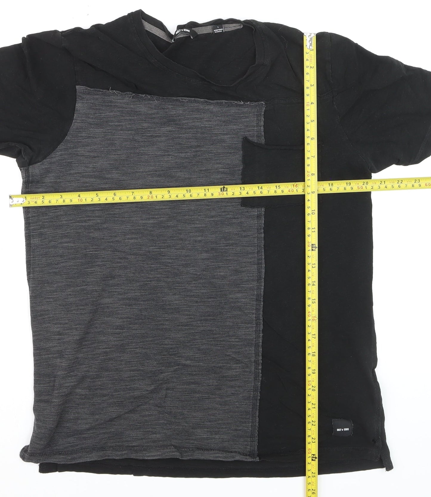 ONLY & SONS Men's Black Colourblock Slim Fit T-Shirt L
