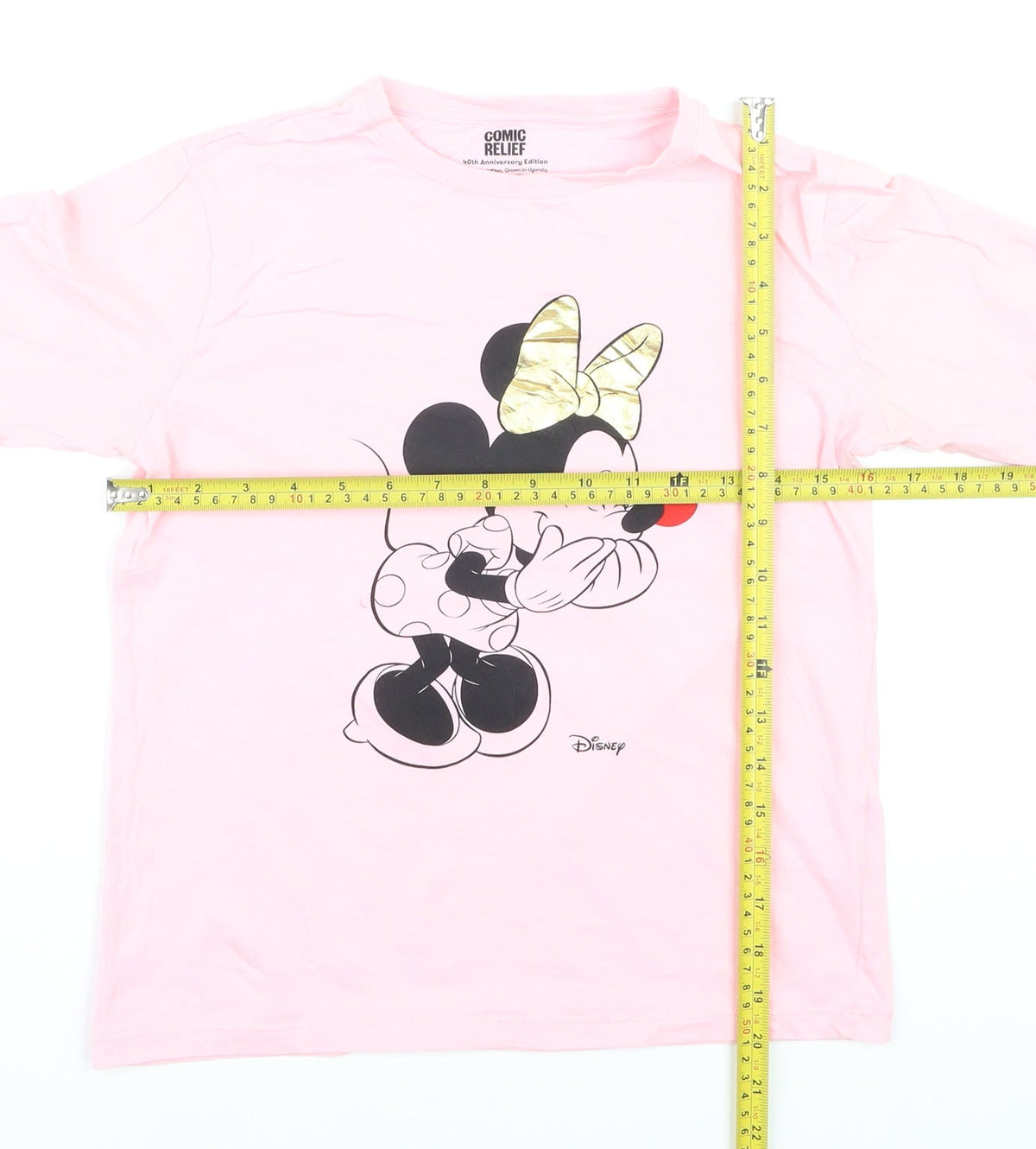 Back view of Disney Comic Relief girls’ pink minnie mouse t-shirt 11-12 years