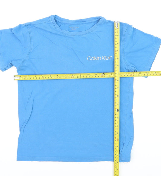 Calvin Klein Boys Blue 10-12 Years Cotton Logo Short Sleeve T-Shirt
