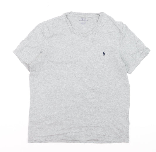 Ralph Lauren Boys Grey Cotton Crew Neck Logo T-Shirt Size S