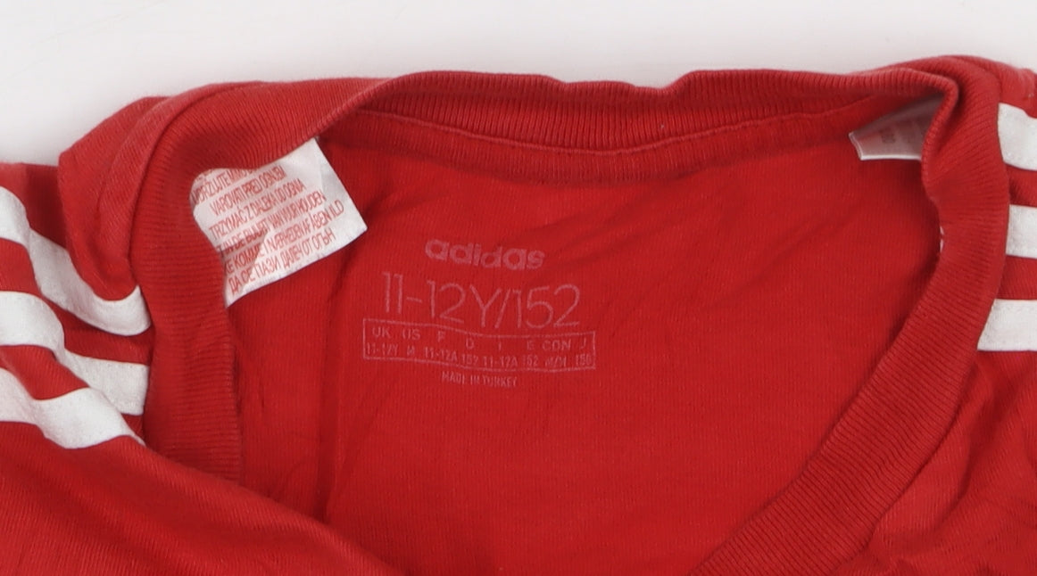 Adidas Boys Red Crew Neck Short Sleeve T-Shirt 11-12 Years