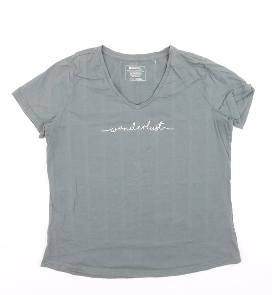 Mountain Warehouse Womens Green V-Neck Wanderlust Cotton T-Shirt M